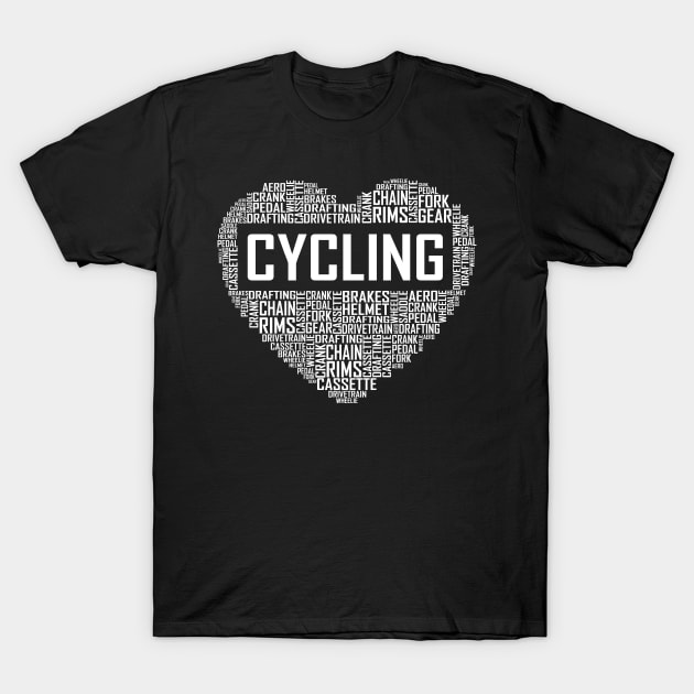 Cycling Heart T-Shirt by LetsBeginDesigns
